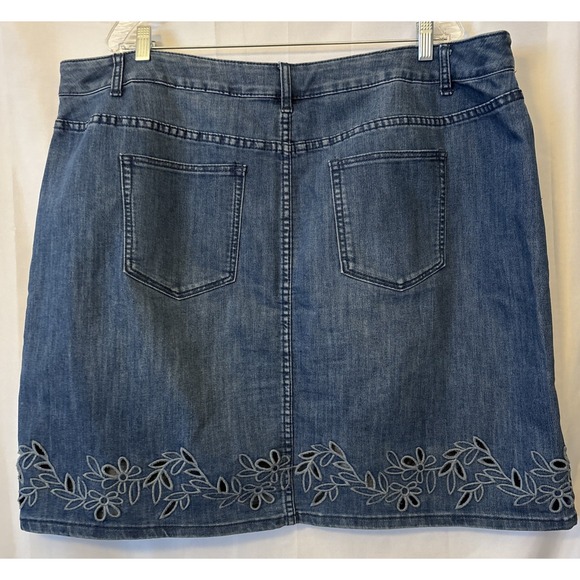 Women's Size 20 Westport Floral Cutout Denim Jean Pencil Skirt - Picture 3 of 5